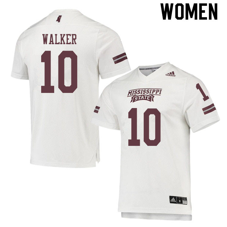 Women #10 Kareem Walker Mississippi State Bulldogs College Football Jerseys Sale-White - Click Image to Close